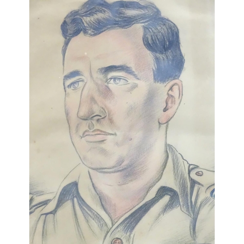 391 - Militaria: Donald Allen (1919-2013) a WW2 / World War 2 / Second World War portrait pencil sketch of... 