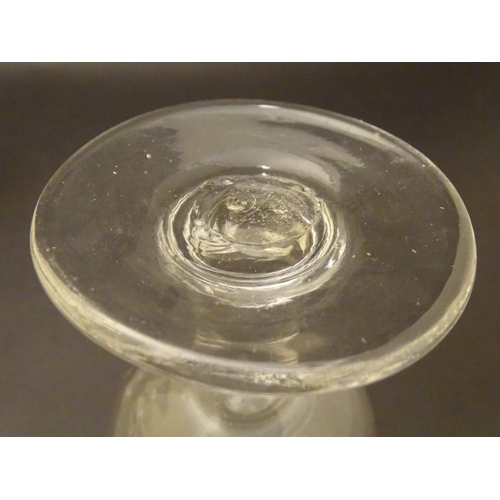 120 - Three assorted Georgian rummer pedestal drinking glasses, the tallest 5 7/8'' with a cut hexagonal s... 