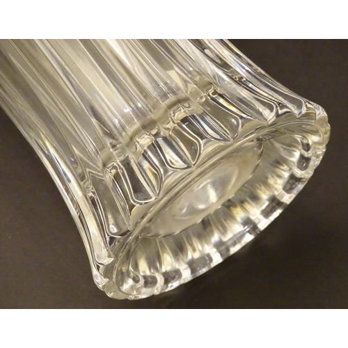 133 - A 20thC lead crystal vase, of trumpet form with tapering inlets. 12'' tall