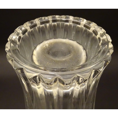 133 - A 20thC lead crystal vase, of trumpet form with tapering inlets. 12'' tall