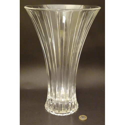 133 - A 20thC lead crystal vase, of trumpet form with tapering inlets. 12'' tall