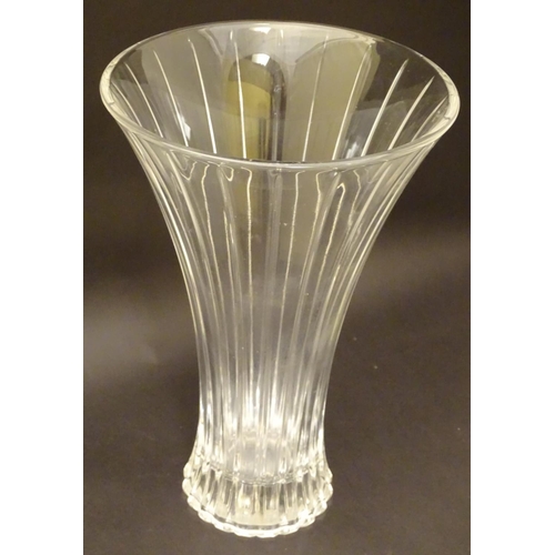 133 - A 20thC lead crystal vase, of trumpet form with tapering inlets. 12'' tall