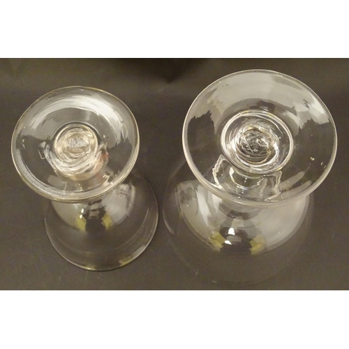 145 - Two 19thC goblets, one with coin to knop. Largest approx. 6 1/2'' high x 4 1/2'' diameter (2)