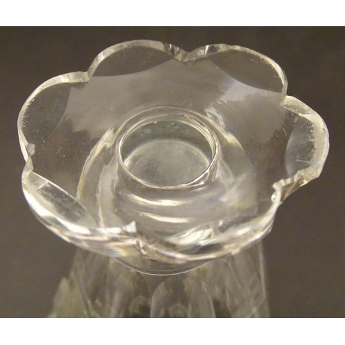 146 - An Irish glass water jug c.1800, together with a 19thC cut glass cream jug. Tallest approx. 9'' high... 