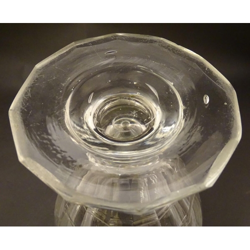 146 - An Irish glass water jug c.1800, together with a 19thC cut glass cream jug. Tallest approx. 9'' high... 