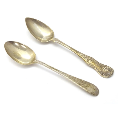 176 - A Victorian Scottish silver teaspoon with engraved decoration, hallmarked 1886, maker WS. Together w... 