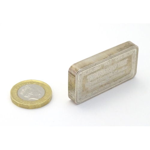 178 - A commemorative silver ingot, titled '1936 Edward VIII, Edward leaving Windsor after announcing his ... 