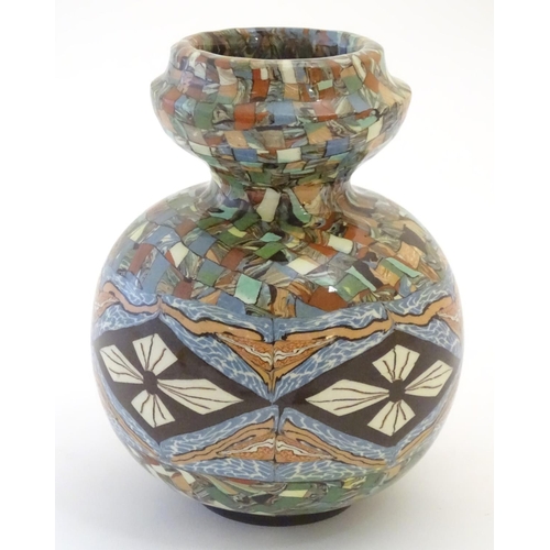 71 - A Vallauris vase designed by the French potter Jean Gerbino, decorated with a combination of clays c... 