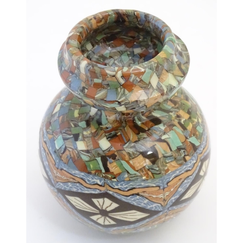 71 - A Vallauris vase designed by the French potter Jean Gerbino, decorated with a combination of clays c... 