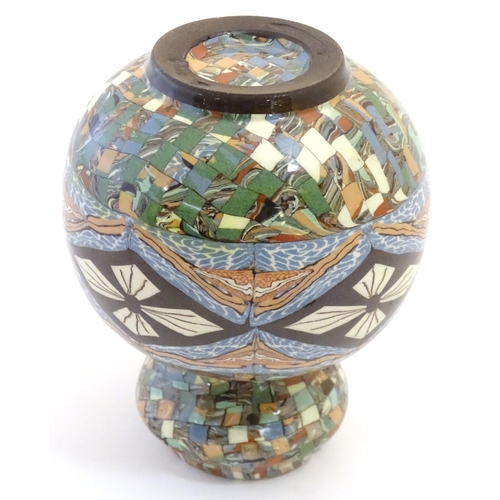 71 - A Vallauris vase designed by the French potter Jean Gerbino, decorated with a combination of clays c... 
