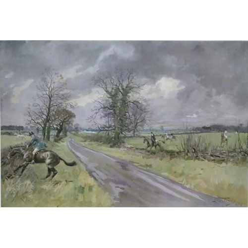 169 - After Lionel Dalhousie Robertson Edwards (1877-1966), Signed coloured print, 'The Beaufort Hunt' acr... 