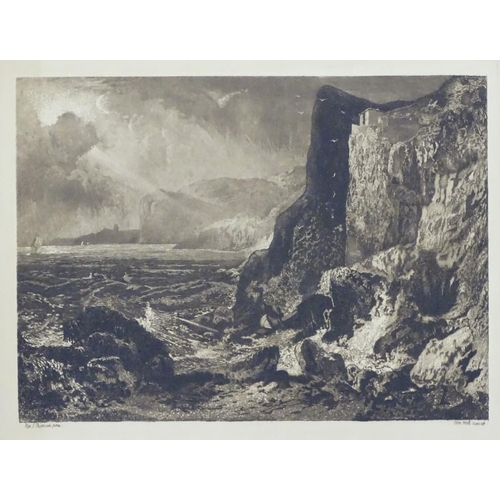181 - William B. Hole, after John Thomson,  Sepia engraving, 1889, 'Fast Castle', Detailed in pencil under... 
