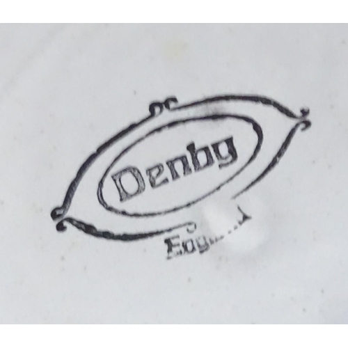 186 - A box of miscellaneous to include glassware and ceramics, to include a large Denby teapot, and an or... 