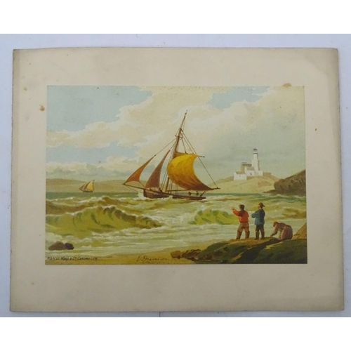 190 - After Edward Duncan Marine School, Chromolithographs, Fishing boat in rough sea off coast, Large sai... 