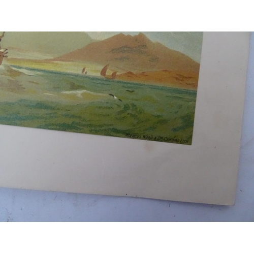 190 - After Edward Duncan Marine School, Chromolithographs, Fishing boat in rough sea off coast, Large sai... 