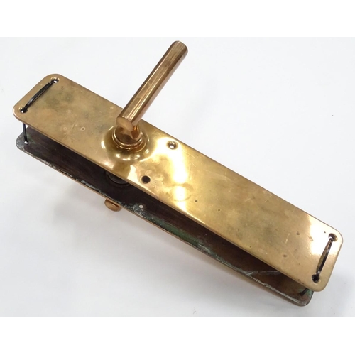 197 - A pair of early to mid 20thC brass door plates, handle and mechanism