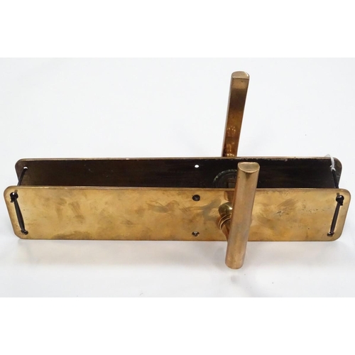 197 - A pair of early to mid 20thC brass door plates, handle and mechanism