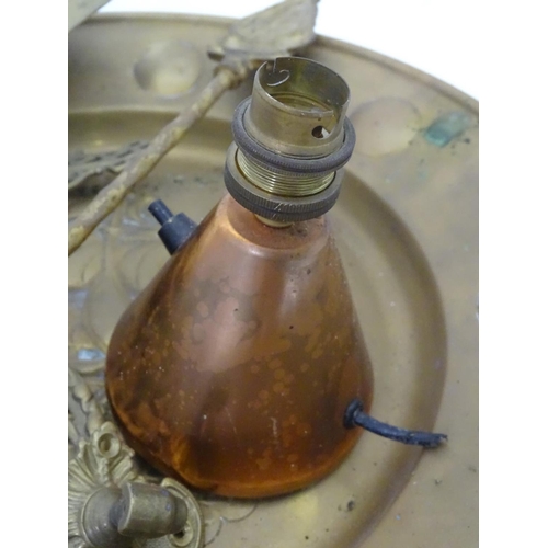 204 - A quantity of brass to include a charger, wall sconces, etc.