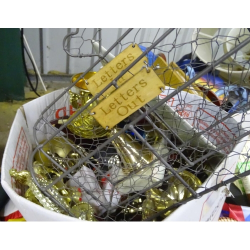 207 - A large quantity of miscellaneous items to include trophies, lamps, books, ceramics, etc