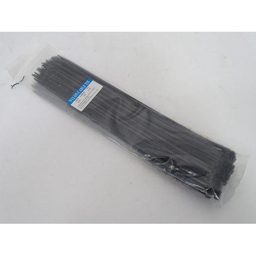 212 - Two packets of black plastic cable ties, 430 mm long
