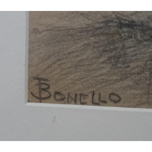 217 - Joseph Bonello (1878-?), Maltese, Pencil on paper, Bedouin with camel near Cairo, Signed lower left.... 