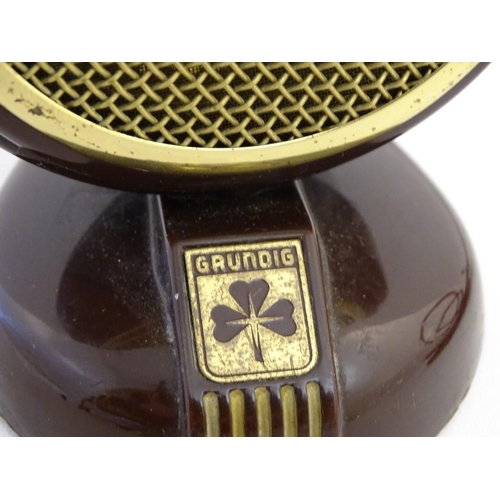 220 - Bakelite Microphone: a desk / table mounted microphone by Grundig with Shamrock mark and circular br... 