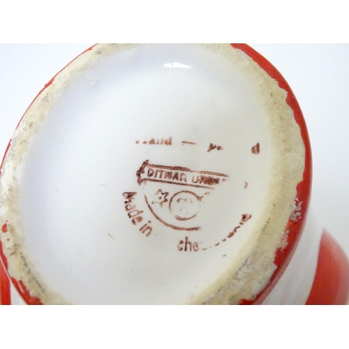 244 - Ditmar Urbach, made in Czechoslovakia, a Rooster (Cockerel) milk jug in red, white and black livery,... 