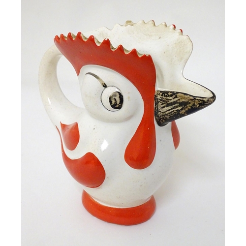 244 - Ditmar Urbach, made in Czechoslovakia, a Rooster (Cockerel) milk jug in red, white and black livery,... 
