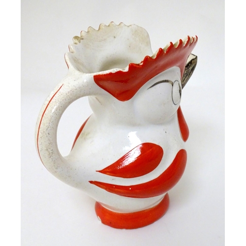 244 - Ditmar Urbach, made in Czechoslovakia, a Rooster (Cockerel) milk jug in red, white and black livery,... 