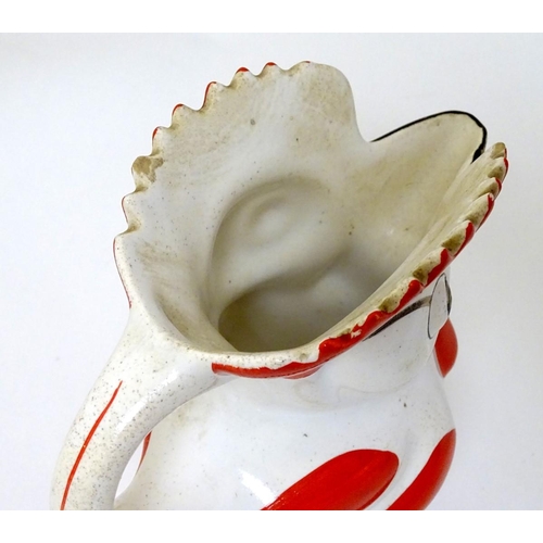 244 - Ditmar Urbach, made in Czechoslovakia, a Rooster (Cockerel) milk jug in red, white and black livery,... 