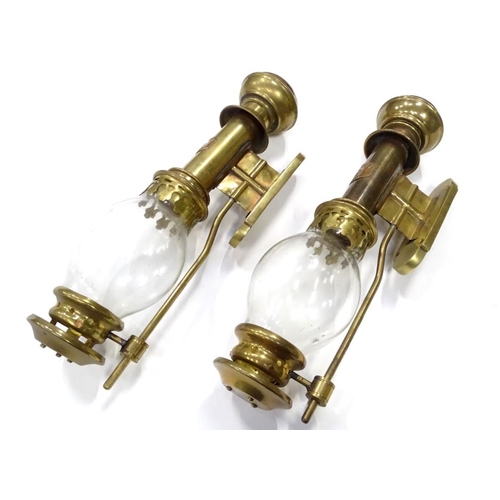 255 - A pair of reproductions 21stC ship cabin lamps / lights