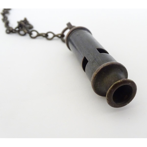 265 - Militaria: a post-WWII Military Policeman's whistle and chain by J. Hudson & Co, Birmingham, stamped... 