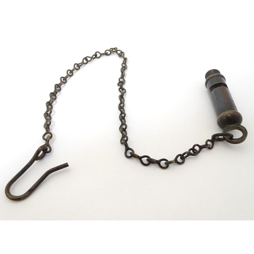 265 - Militaria: a post-WWII Military Policeman's whistle and chain by J. Hudson & Co, Birmingham, stamped... 