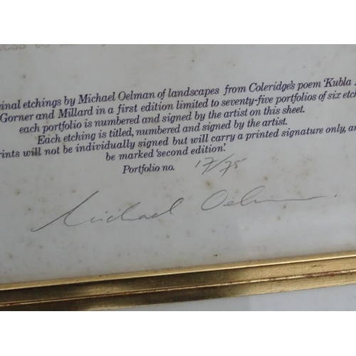 279 - Michael Oelman (1941-),  Etchings (7), 'Xanadu', 'A Mighty Fountain', (17/75) 'There Were Gardens', ... 