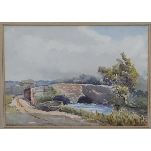 280 - J G Heath, mid XX,  Watercolour and gouache,  East Asian river with boats.  Together with  Nora McCr... 