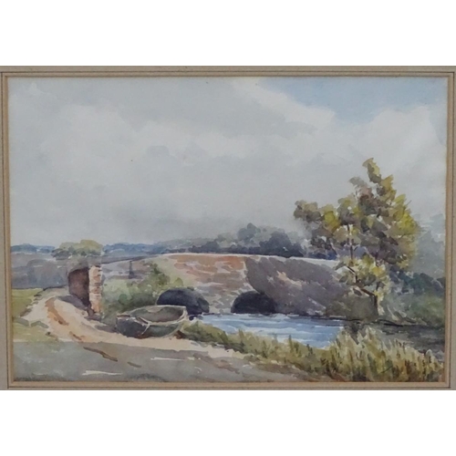 280 - J G Heath, mid XX,  Watercolour and gouache,  East Asian river with boats.  Together with  Nora McCr... 