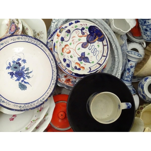 281 - A box of assorted ceramic wares to include examples by Royal Stanley ware, Belleek, etc.