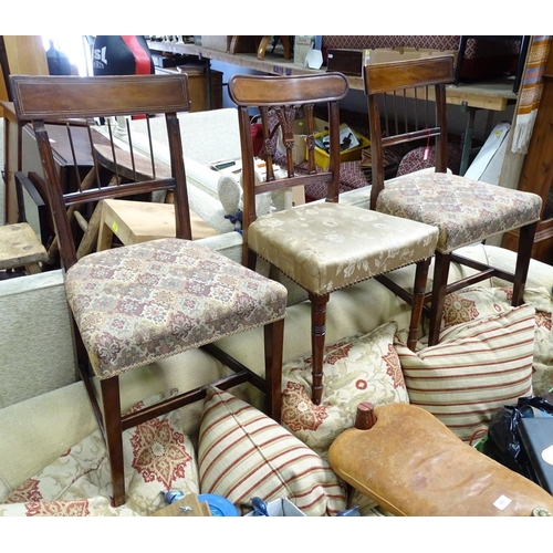 288 - Three 19thC chairs with upholstered seats (2+1)
