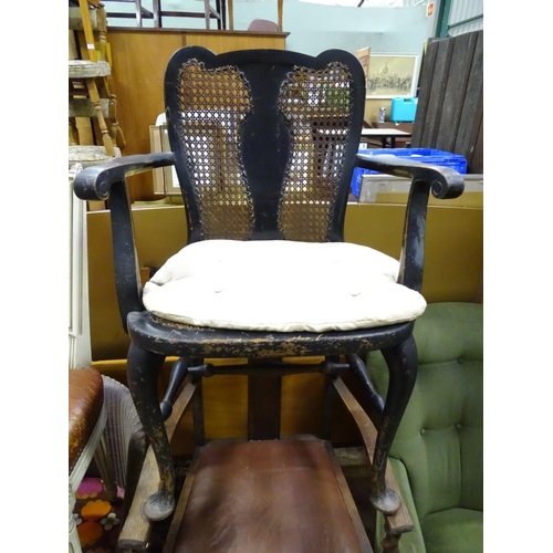 344 - Five assorted chairs to include a Lloyd Loom style chair, a green velvet upholstered armchair togeth... 