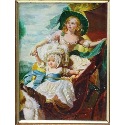 10 - After Copley, English School, XX, Oil on card laid on wood, A portrait of Princess Sophia and Prince... 