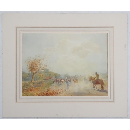 65 - Patrick Lewis Forbes, XIX-XX, Watercolour, Driving cattle on a country path in the Autumn, Signed lo... 