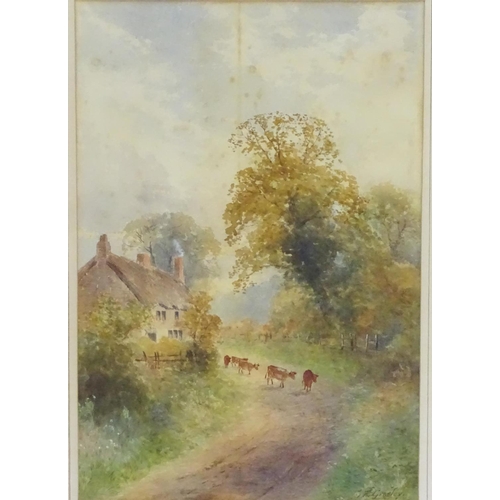 68 - Frank Gresley (1855-1936), English School,  Watercolours, a pair,  A landscape with cattle / cows pa... 