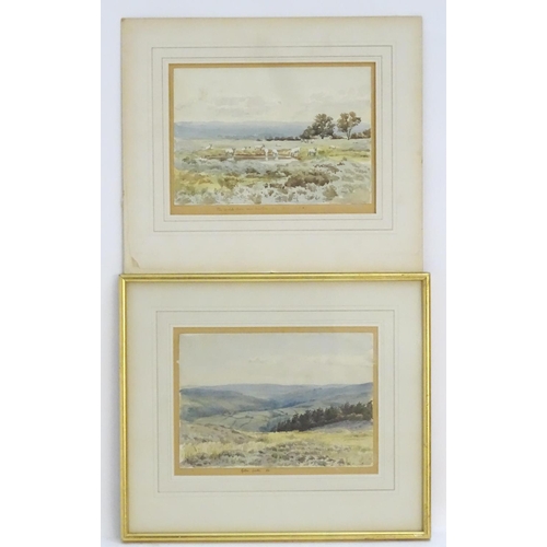 72 - Indistinctly initialled, XIX, English School, Watercolour, The Wolds from near Newton...,  A landsca... 