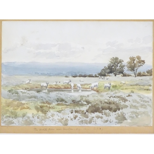 72 - Indistinctly initialled, XIX, English School, Watercolour, The Wolds from near Newton...,  A landsca... 