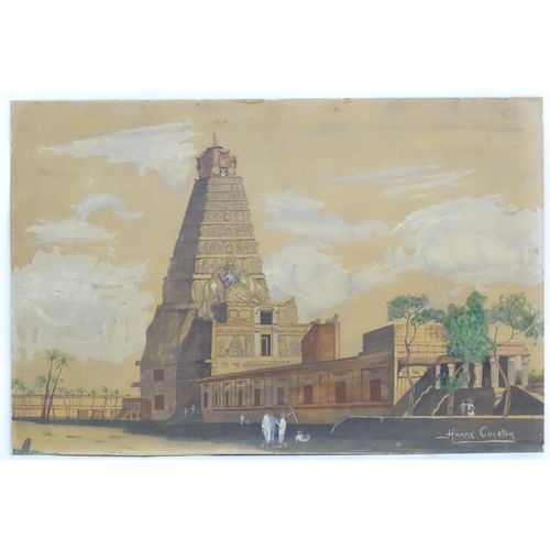 77 - Harry Chester, XX,  Watercolour,  Brihadisvara Temple, Thanjavur, India, A topographical view of the... 