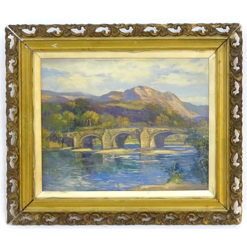 79 - Augustus William Enness (1876-1948), English School,  Oil on canvas,  Llanelltyd Bridge over the Riv... 