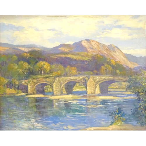 79 - Augustus William Enness (1876-1948), English School,  Oil on canvas,  Llanelltyd Bridge over the Riv... 