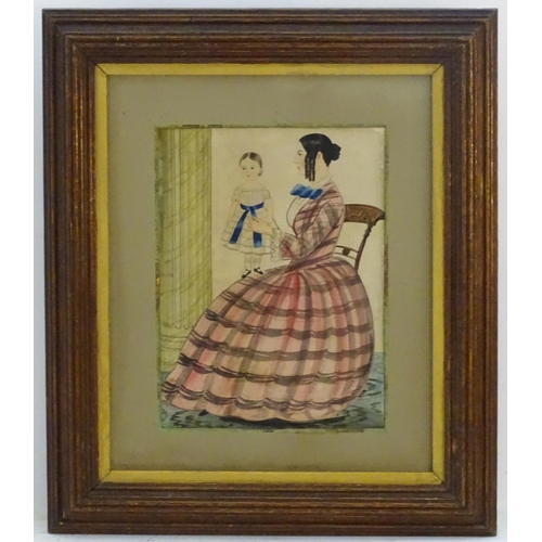 8 - Irish School, XIX,  Watercolour, c 1830,  Mother and Child,  A portrait of a seated woman with a you... 