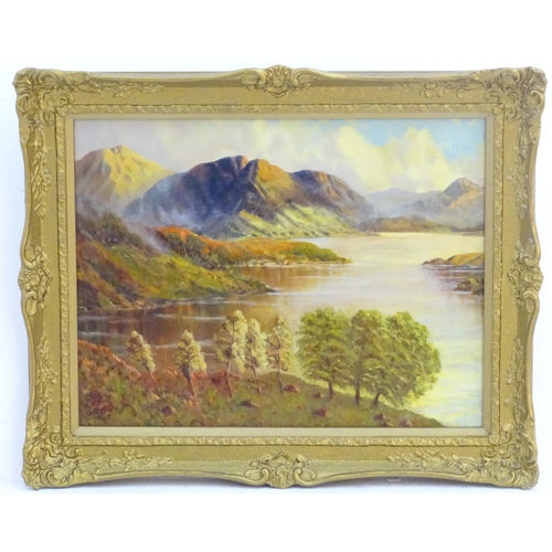 87 - Monogrammed wTs, XX,  Oil on board,  A landscape view of a Scottish loch with mountains,  Monogramme... 