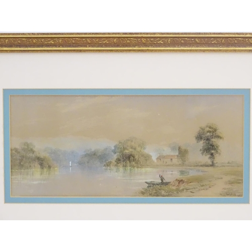 90 - George Lothian Hall (1825-1888), English School,  Watercolour,  A river landscape scene with a figur... 